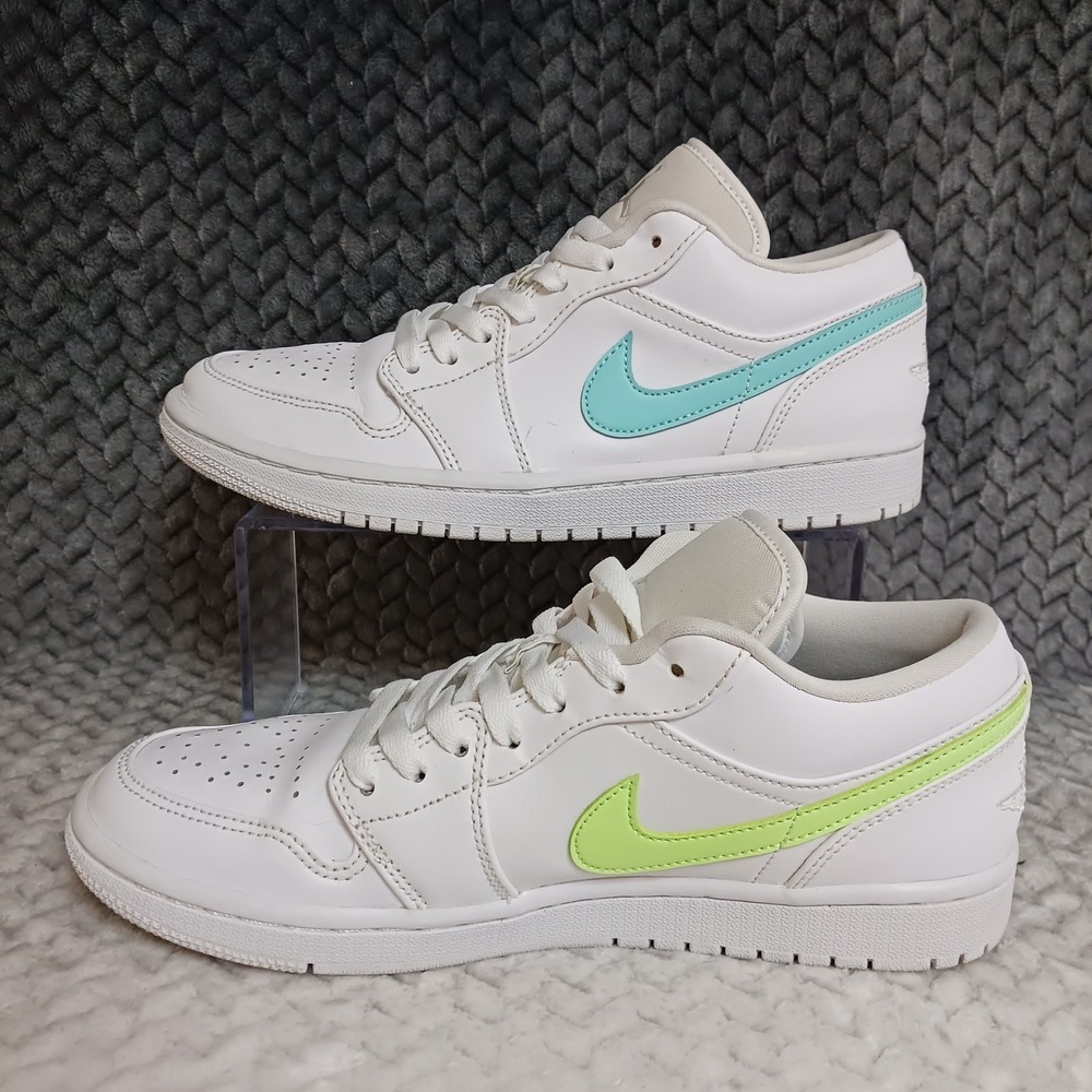 Air Jordan 1 Low White Multi Color Swoosh Men's Sneakers Shoes Size 8 - Picture 2 of 14
